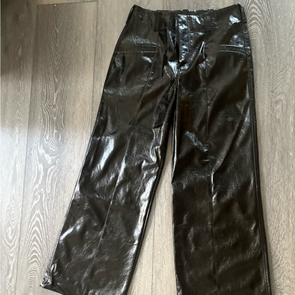 Free People Star-Crossed Lovers Vegan Leather Pants Black Wide Leg Pants